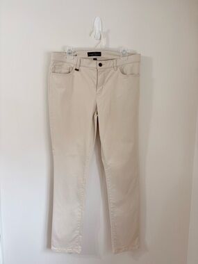 LAUREN RALPH LAUREN Beige Straight Leg Cotton Trouser Pants Womens 12 Minimalist